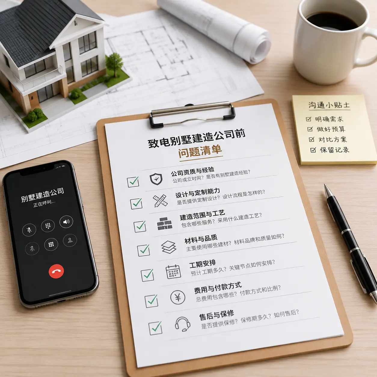 在安徽拨打别墅建造公司电话前的准备工作
